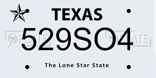 529SO4 Texas License Plate