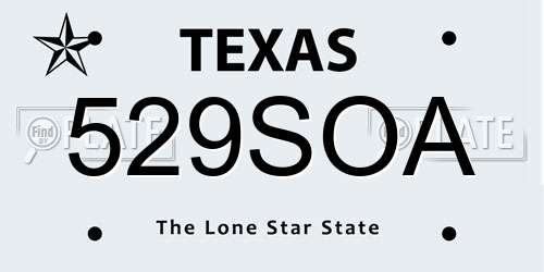 529SOA Texas License Plate
