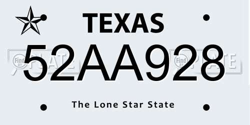 52AA928 Texas License Plate