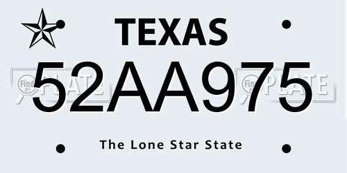 52AA975 Texas License Plate