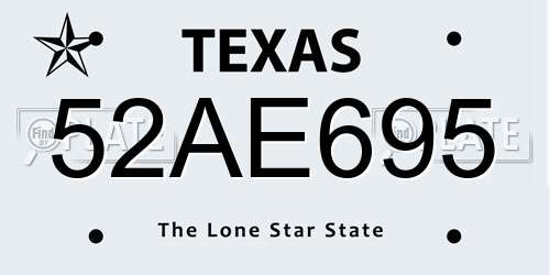 52AE695 Texas License Plate