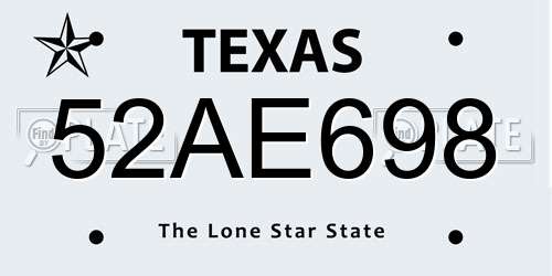 52AE698 Texas License Plate