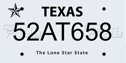 52AT658 Texas License Plate