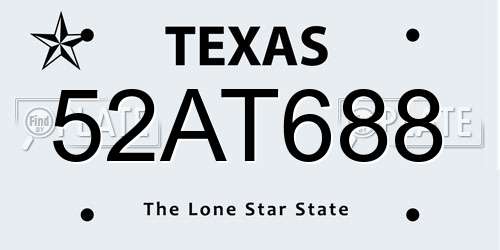 52AT688 Texas License Plate
