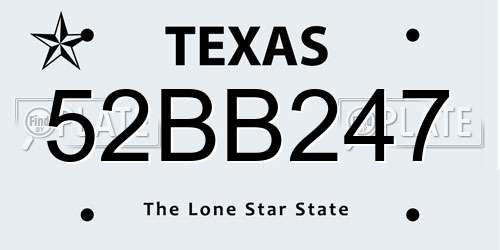 52BB247 Texas License Plate