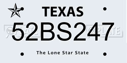 52BS247 Texas License Plate