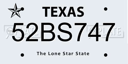 52BS747 Texas License Plate