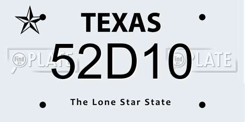 52D10 Texas License Plate