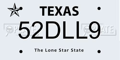 52DLL9 Texas License Plate