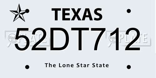 52DT712 Texas License Plate