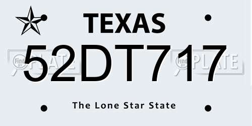 52DT717 Texas License Plate