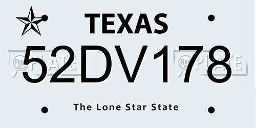 52DV178 Texas License Plate