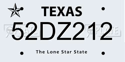 52DZ212 Texas License Plate