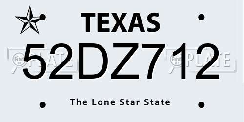 52DZ712 Texas License Plate