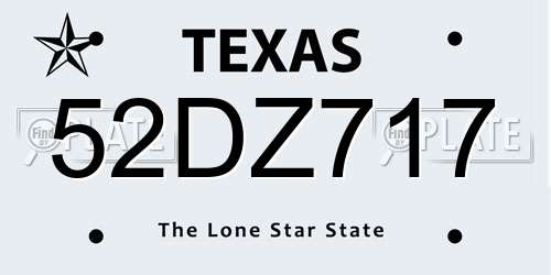 52DZ717 Texas License Plate