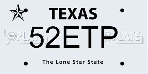 52ETP Texas License Plate