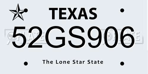52GS906 Texas License Plate