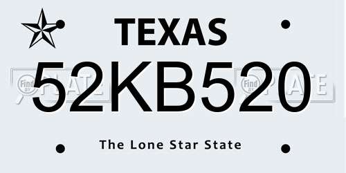 52KB520 Texas License Plate