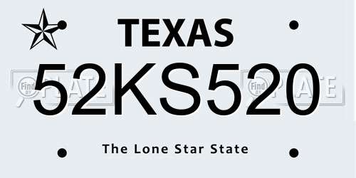 52KS520 Texas License Plate