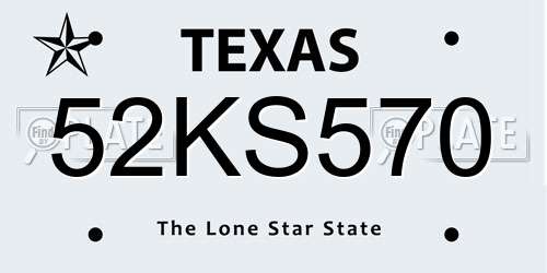 52KS570 Texas License Plate