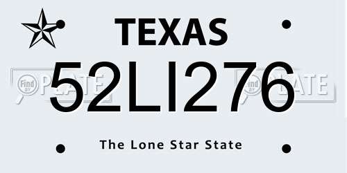 52LI276 Texas License Plate