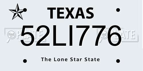 52LI776 Texas License Plate