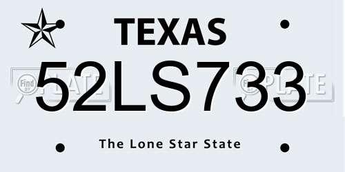 52LS733 Texas License Plate