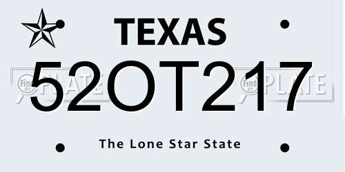 52OT217 Texas License Plate