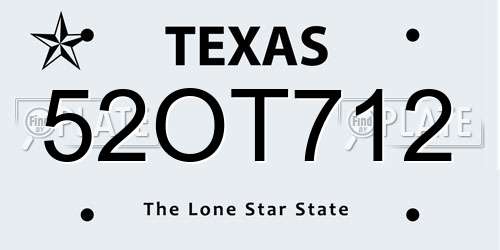 52OT712 Texas License Plate