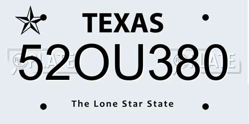 52OU380 Texas License Plate
