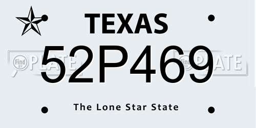 52P469 Texas License Plate