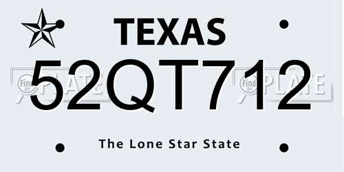 52QT712 Texas License Plate