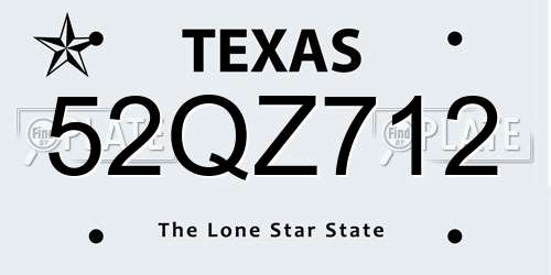 52QZ712 Texas License Plate