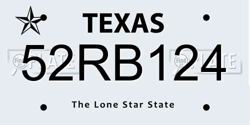 52RB124 Texas License Plate