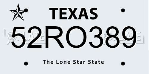 52RO389 Texas License Plate