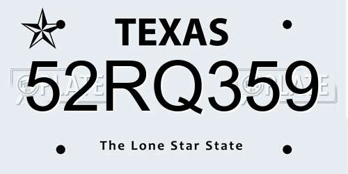 52RQ359 Texas License Plate