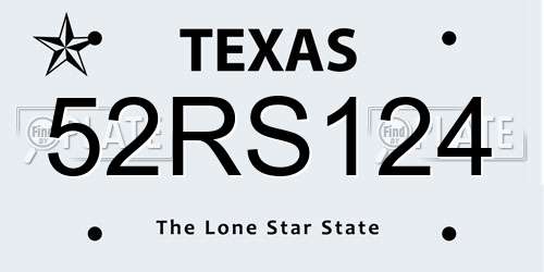52RS124 Texas License Plate