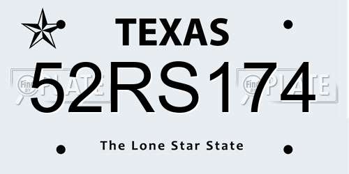 52RS174 Texas License Plate