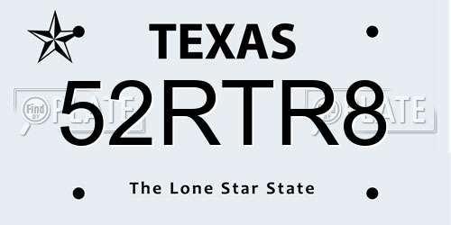 52RTR8 Texas License Plate
