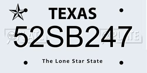 52SB247 Texas License Plate