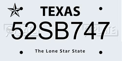 52SB747 Texas License Plate