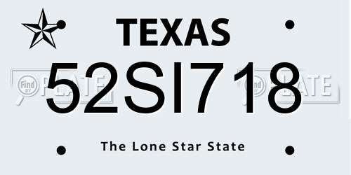 52SI718 Texas License Plate