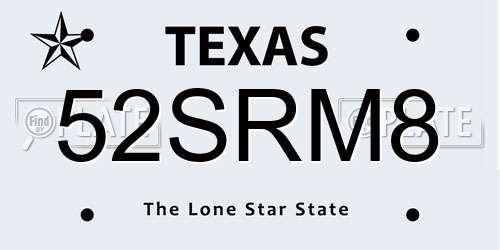 52SRM8 Texas License Plate