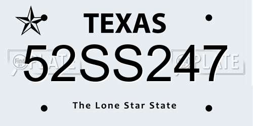 52SS247 Texas License Plate