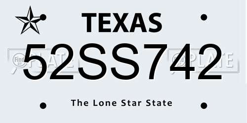 52SS742 Texas License Plate