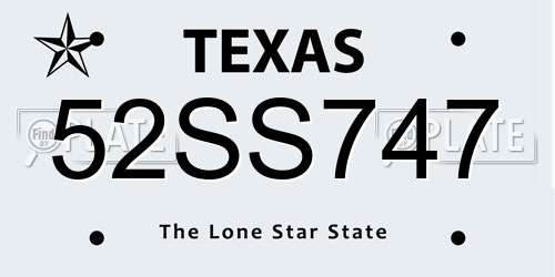 52SS747 Texas License Plate
