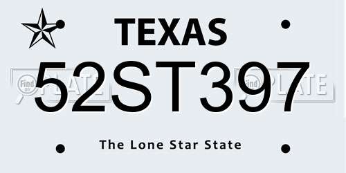 52ST397 Texas License Plate