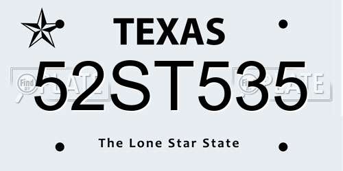 52ST535 Texas License Plate