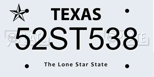 52ST538 Texas License Plate