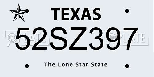52SZ397 Texas License Plate
